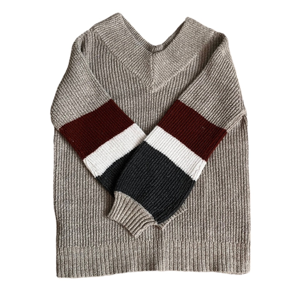 Staccato V-neck Striped Long Sleeve Sweater | Women’s L - Picture 2 of 5